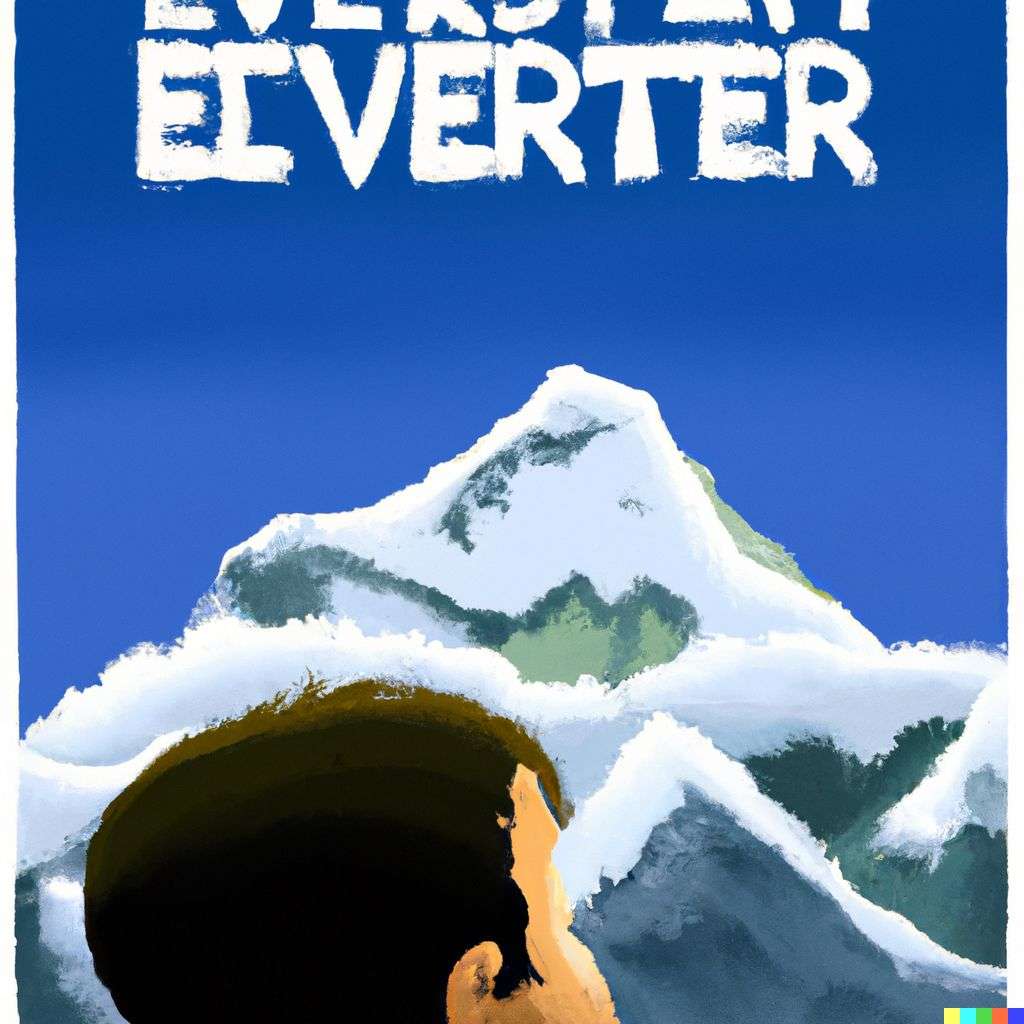 someone gazing at Mount Everest, promotional poster for a Pixar movie